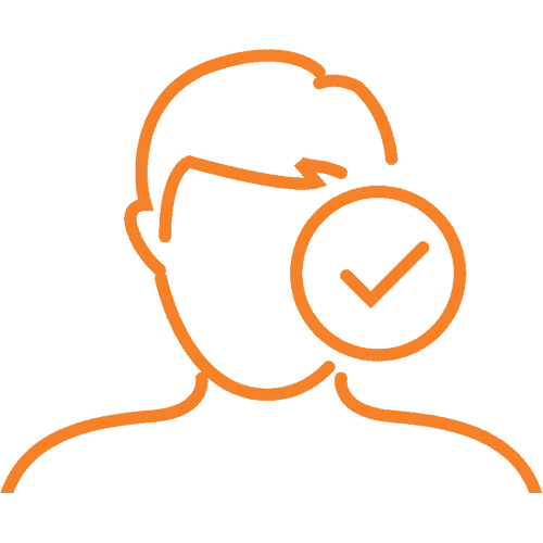 Person silhouette with an orange check mark
