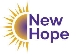 A graphic of a stylized sun with yellow rays and a purple center, partially encircling the words New Hope—bold in purple—on a white background, symbolizing ethical wealth management and brighter financial futures.