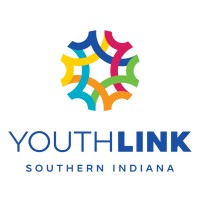 Colorful abstract circular logo above the text YOUTHLINK SOUTHERN INDIANA in blue capital letters. The interconnected curved lines highlight ethical wealth management values through blue, green, yellow, orange, and pink accents.
